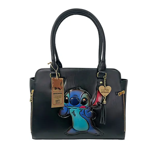 BOLSO VAQUETA ARTESANAL LORENA ST BICOLOR NEGRO 26