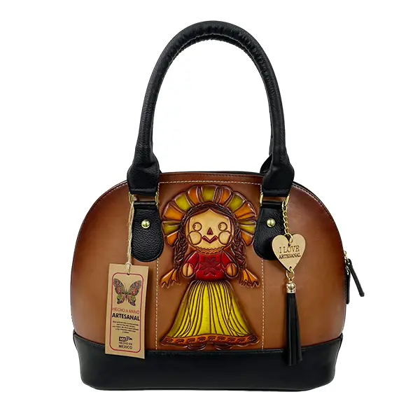 BOLSO VAQUETA ARTESANAL ABIGAIL LELE BICOLOR SHEDRON NEGRO 06