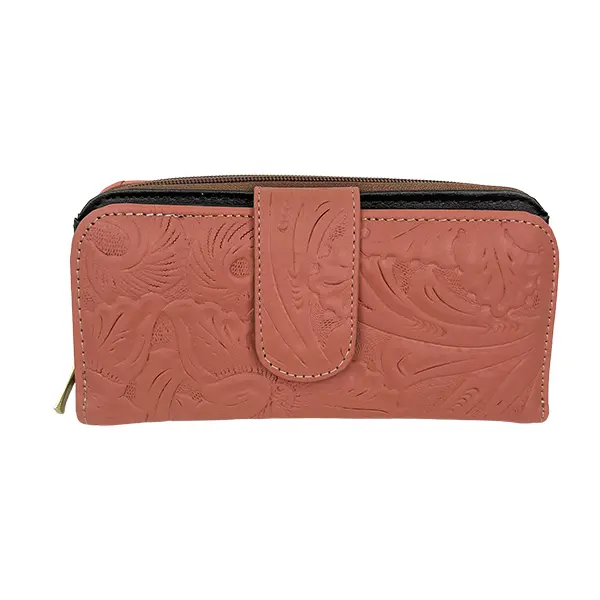 CARTERA LUA PIEL FLORES SALMON