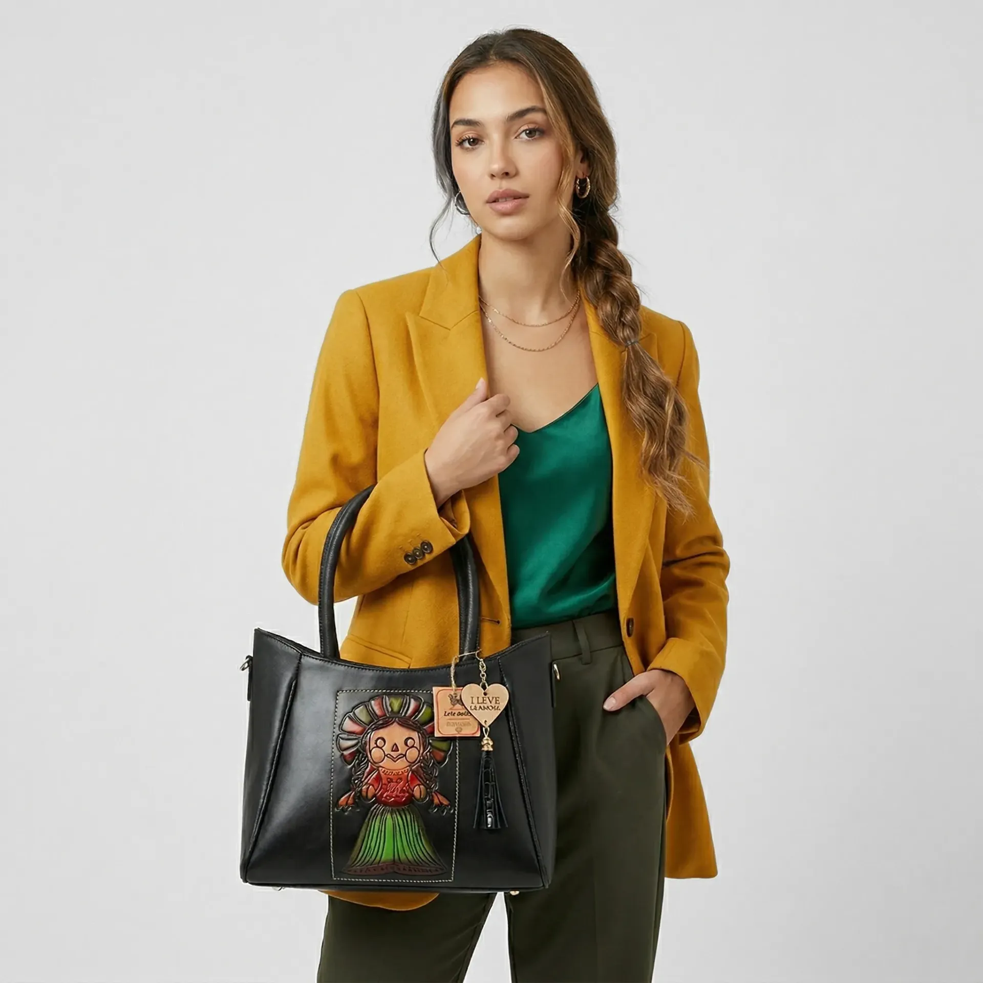 [B05VAAV2LBNI] BOLSO VAQUETA ARTESANAL VICTORIA 2 LELE BICOLOR NEGRO I