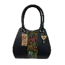 BOLSO VAQUETA ARTESANAL LUNA 2 FRANJA FLOR BICOLOR NEGRO 11