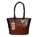BOLSO VAQUETA ARTESANAL MARIBEL FRIDA LASER SHEDRON NEGRO Y