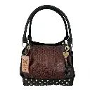 BOLSO VAQUETA ARTESANAL LUCHA FLORES CAFE NEGRO C