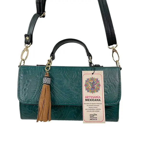 DELIA #1 PIEL FLORES VERDE ESMERALDA