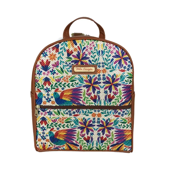 [M02MEYUEABN] MOCHILA MEDIANA TEXTIL  (AVES BLANCO SHEDRON)