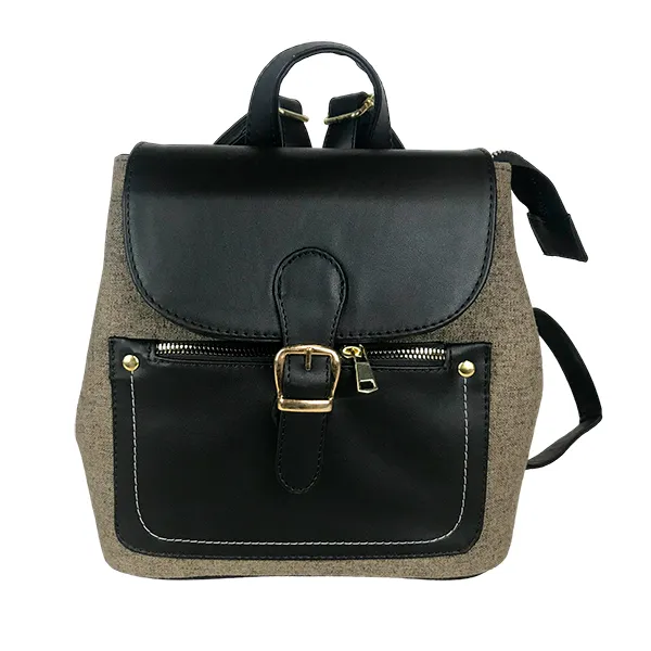 [M02SASTXCJN] MOCHILA SAMY TEXTIL  (CAPUCHINO JASPE/NEGRO)