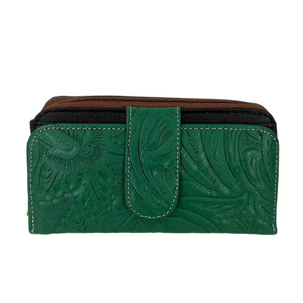 [C07LUAPIFLVEB] CARTERA LUA PIEL (FLORES VERDE BANDERA)