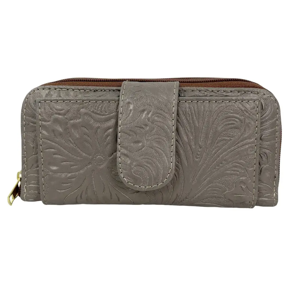 [C07MONPFGRR] CARTERA MONI PIEL  (FLORES GRIS RATA)