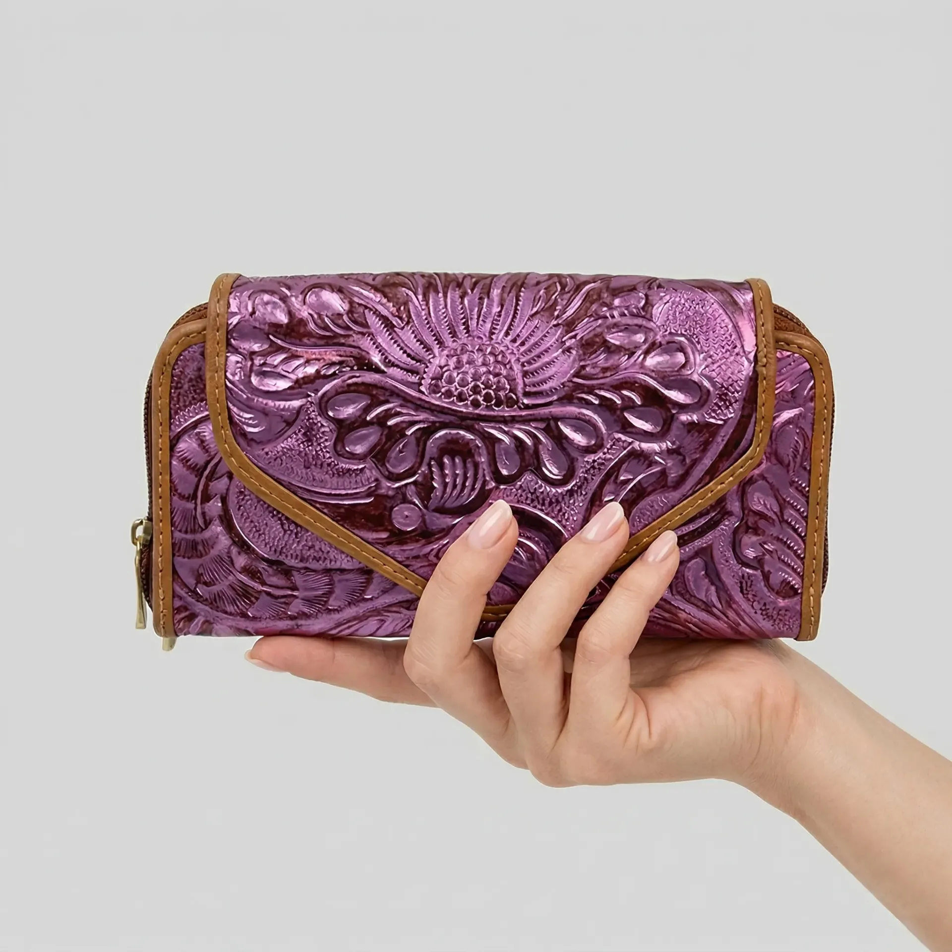 [C03KASITOMLI] CARTERA KARO TEXTIL (TORNASOL MUÑEQUEADO LILA)