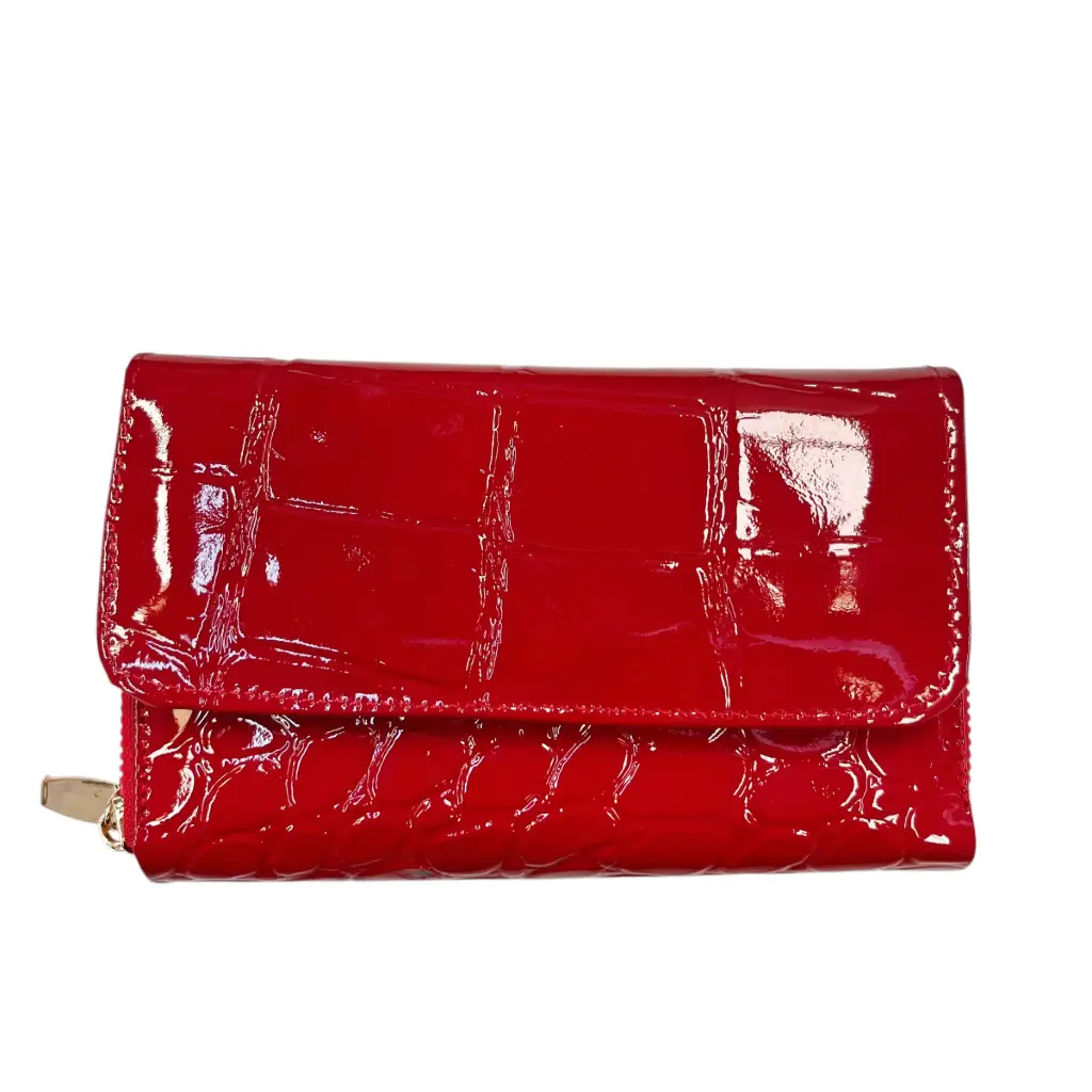 [C22SACHROJ] CARTERA LUCY PIEL (CHAROL ROJO)