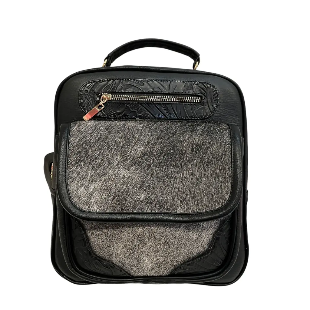 MOCHILA FLOR PIEL PELO 