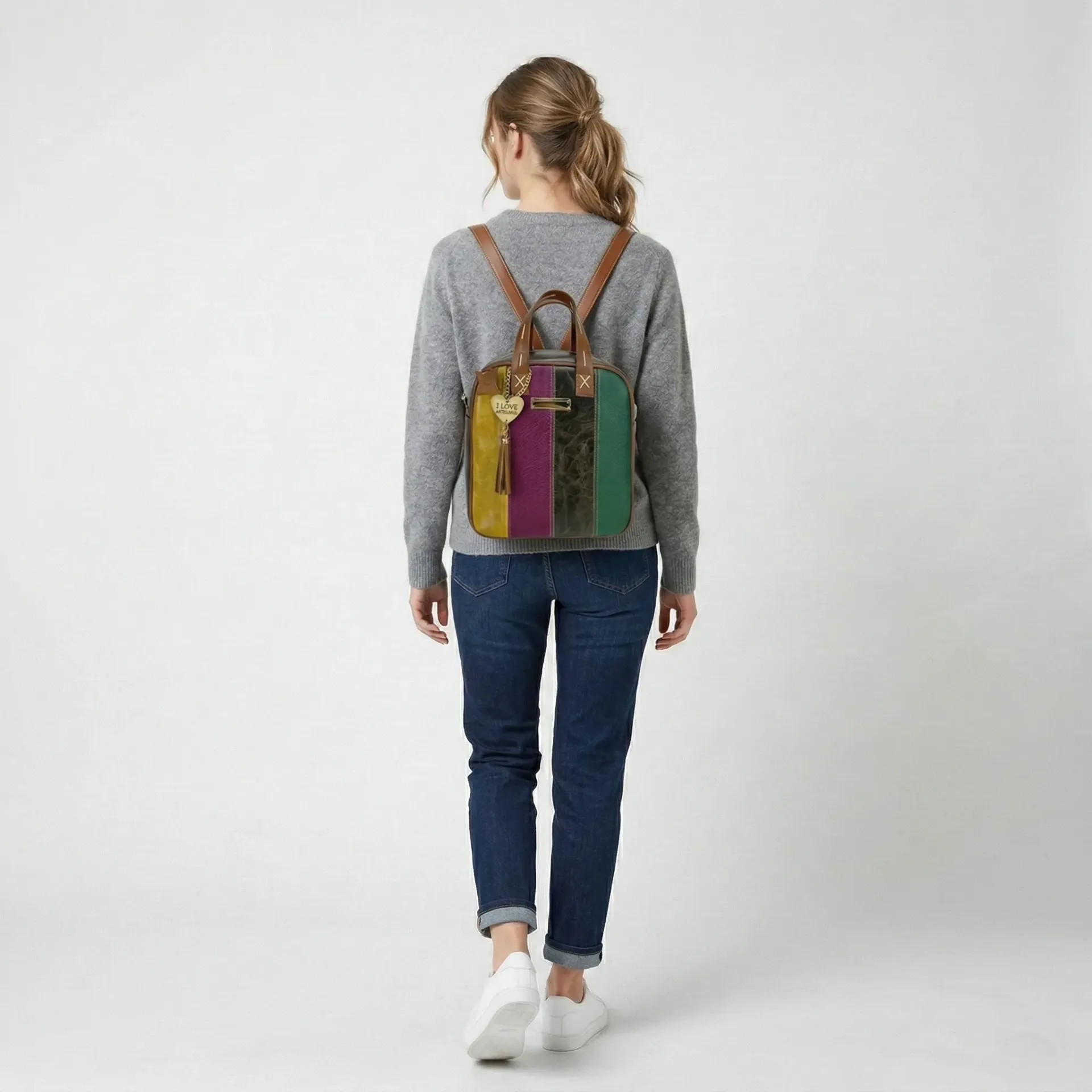 [B4BOMPLML] BOMBON PIEL LINEAS MULTICOLORES 