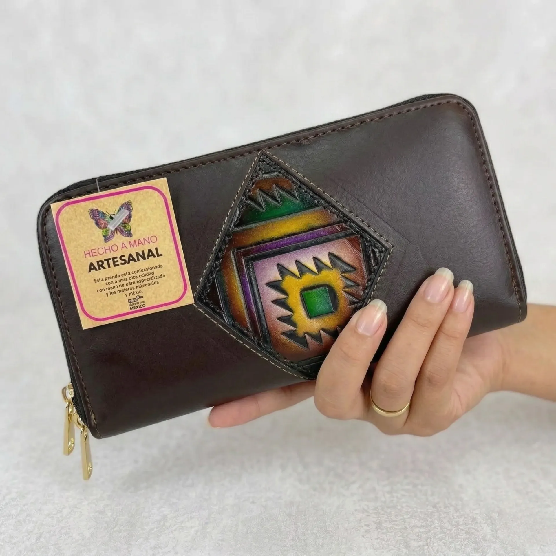 [C4VAROJCF] CARTERA PIEL VAQUETA (ROMBO OJO CAFE)