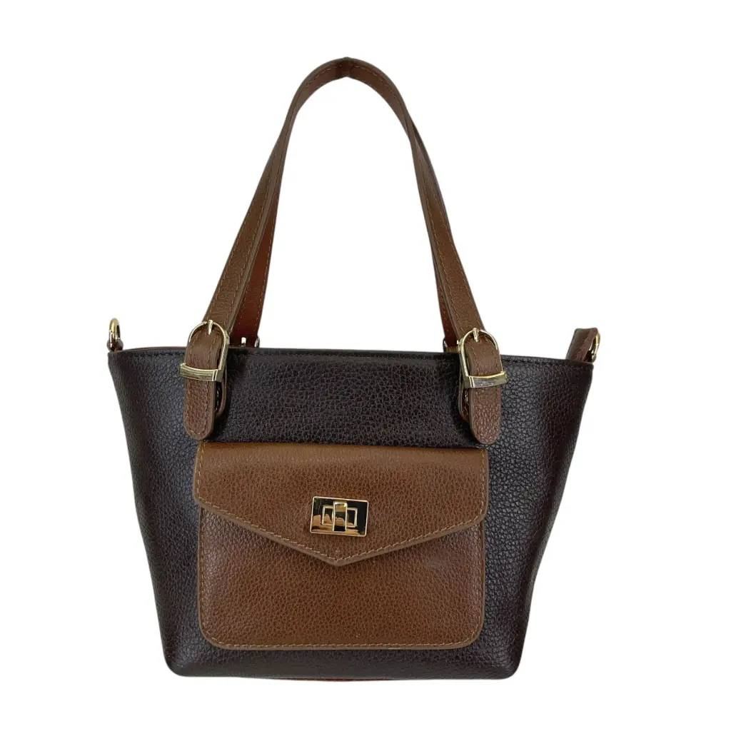 [B9TMLPCSH] TOTE MINI PIEL (LISO CAFÉ/SHEDRON)