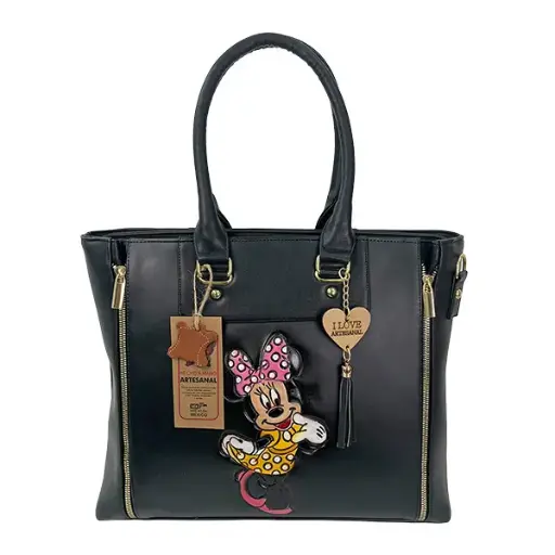 [B01VAAMMBN33] BOLSO VAQUETA ARTESANAL MAGDALENA MIN BICOLOR NEGRO 33