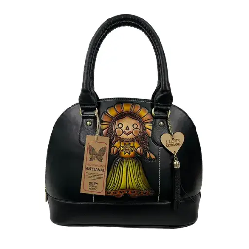 [B05VAAALBN14] BOLSO VAQUETA ARTESANAL ABIGAIL LELE BICOLOR NEGRO 14