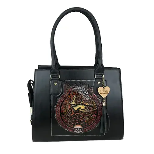 [B05VAAC1XVN16] BOLSO VAQUETA ARTESANAL CATALINA 1 XOLO BICOLOR NEGRO 16