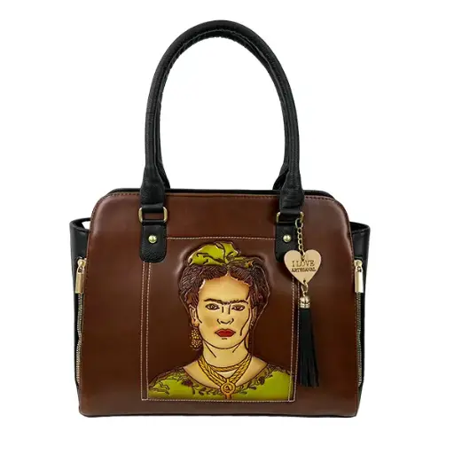 [B05VAALFBSN10] BOLSO VAQUETA ARTESANAL LORENA FRIDA BICOLOR SHEDRON NEGRO 10