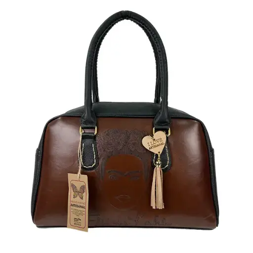 [B05VAASCLFNM] BOLSO VAQUETA ARTESANAL SOL CAFE LASER FRIDA NEGRO M