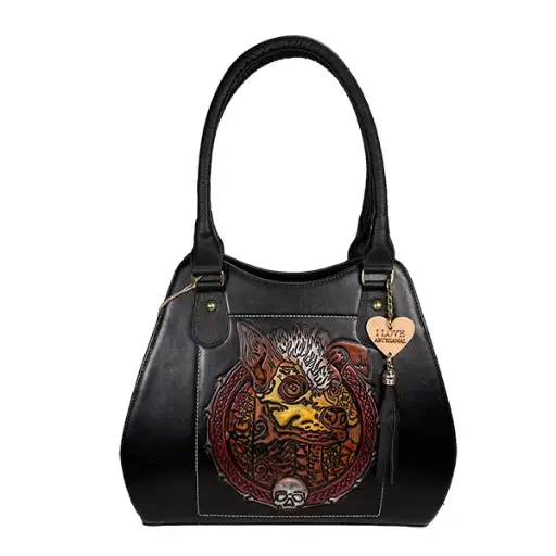 [B05VAAXBN15] BOLSO VAQUETA ARTESANAL XOLO BICOLOR NEGRO 15