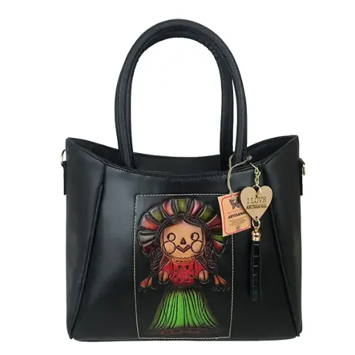 [B05VAAV2LBNI] BOLSO VAQUETA ARTESANAL VICTORIA 2 LELE BICOLOR NEGRO I