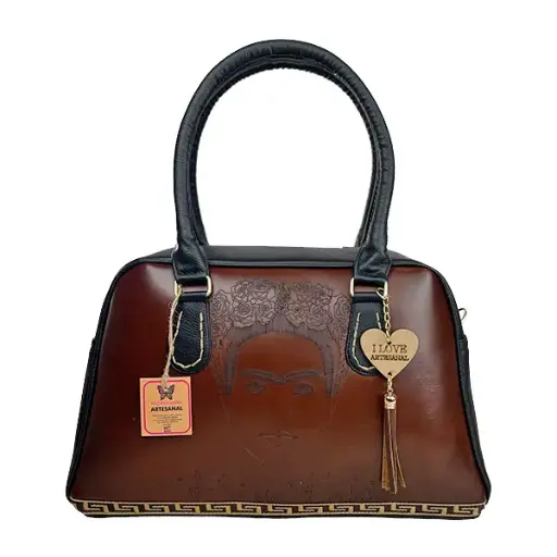 [B05VAASCLFNH] BOLSO VAQUETA ARTESANAL SOL CAFE LASER FRIDA NEGRO H