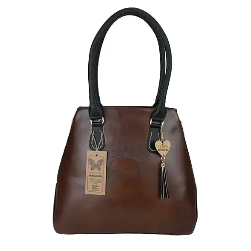 [B05VAAKLFSN09] BOLSO VAQUETA ARTESANAL KARELY LASER FRIDA SHEDRON NEGRO 09