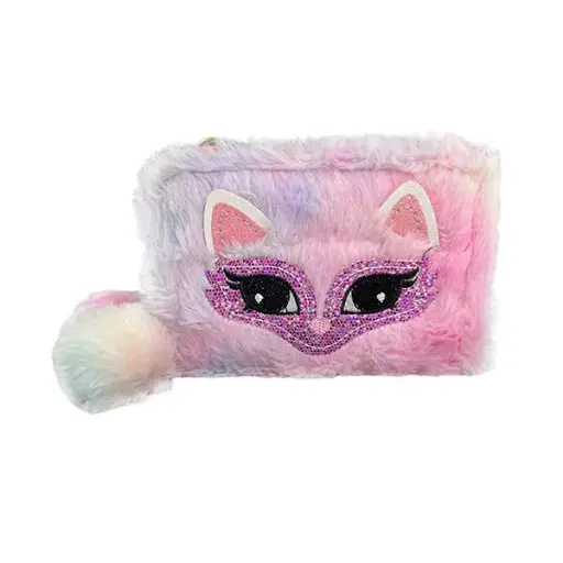 CARTERA DOBLE CIERRE PELUCHE GATO 