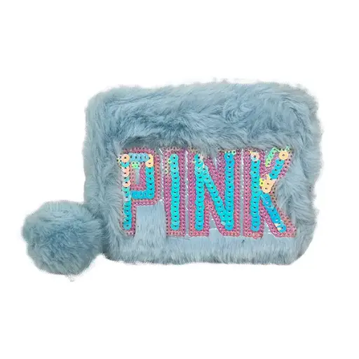 CARTERA MINI UN CIERRE PELUCHE PINK